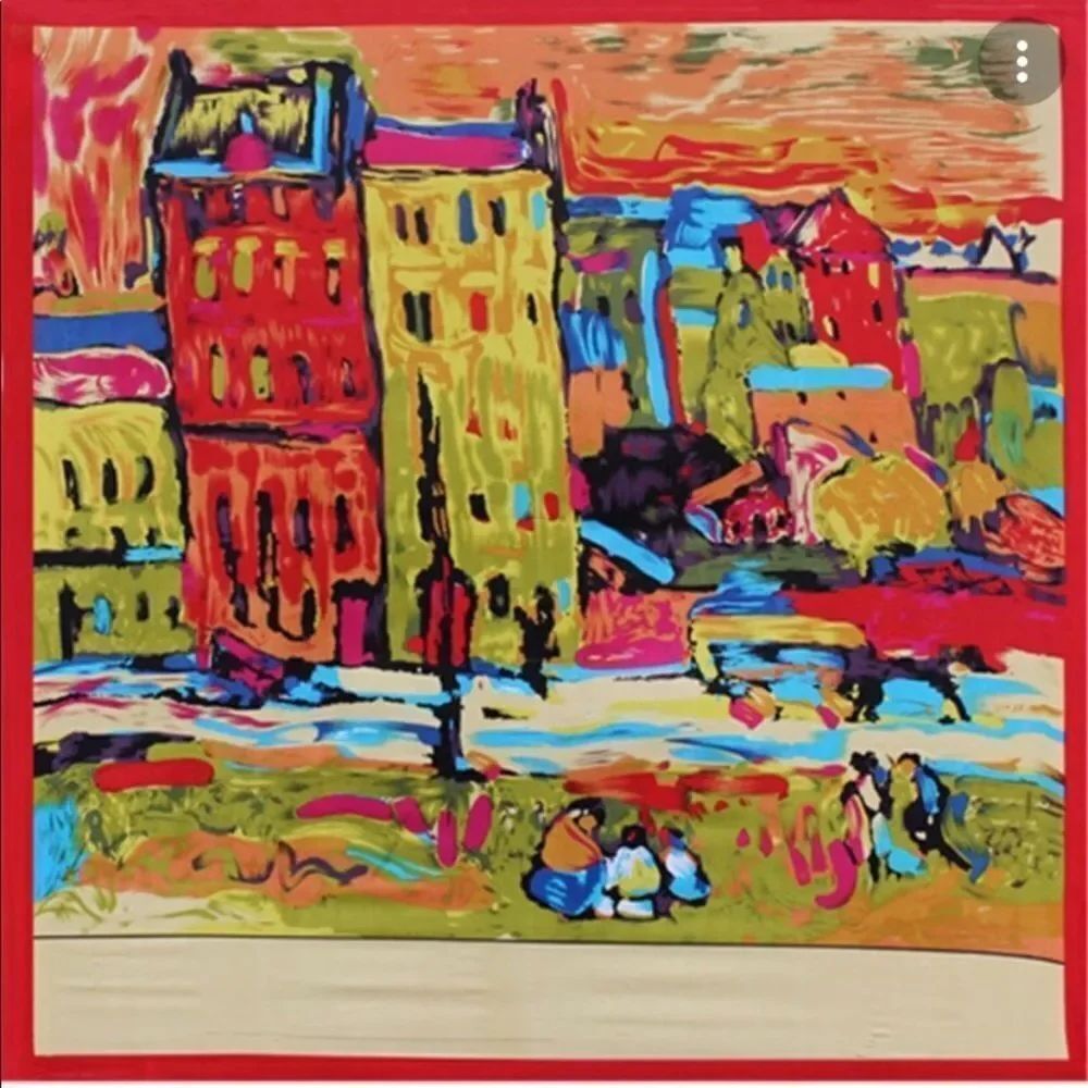 Vintage Silk 💯 Scarf by ADRIENNE VITTADINI Size 90X90 CM 35.5X35.5 INCHES
